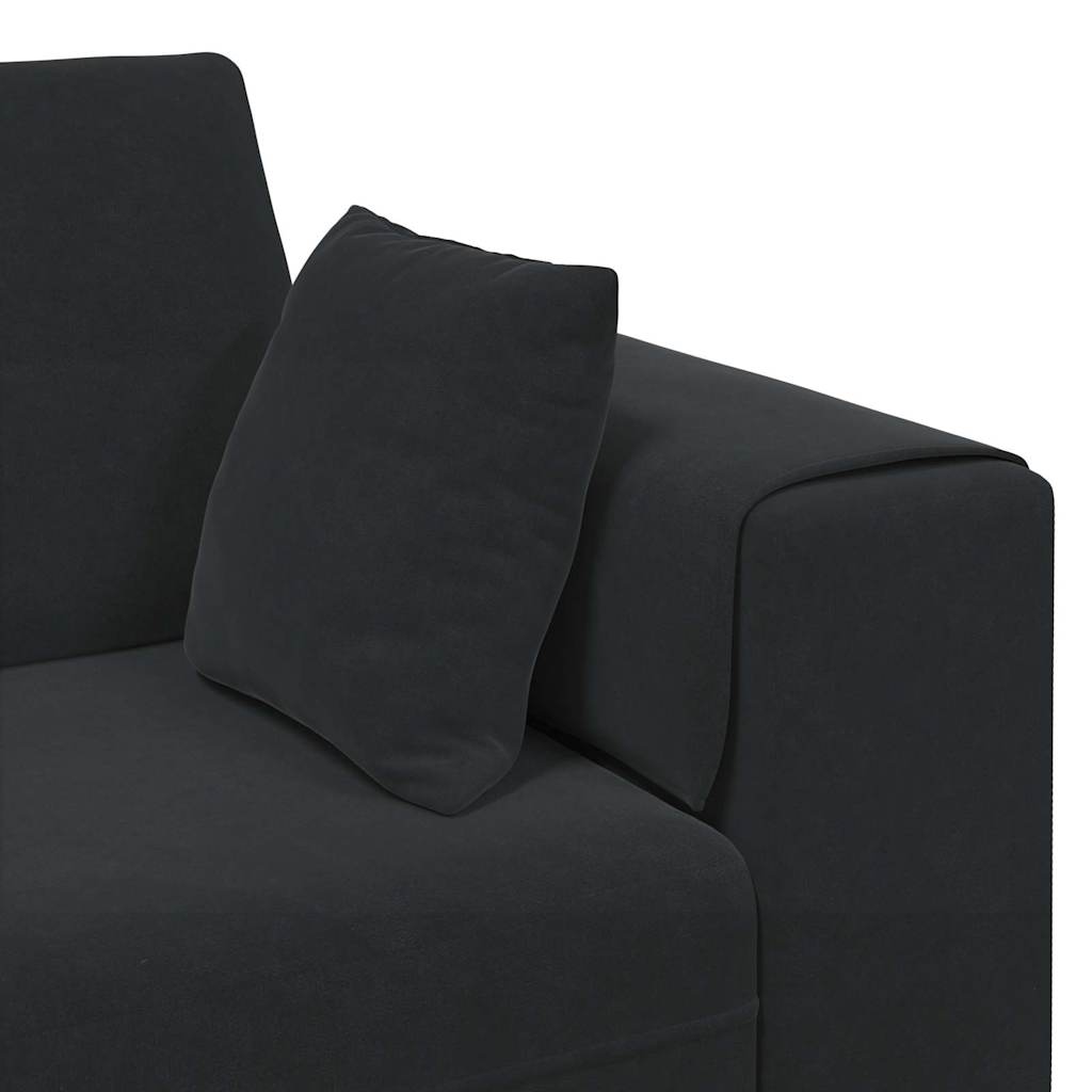 Velvet Sofa with Cushion 3 pcs Black 208 cm Velvet