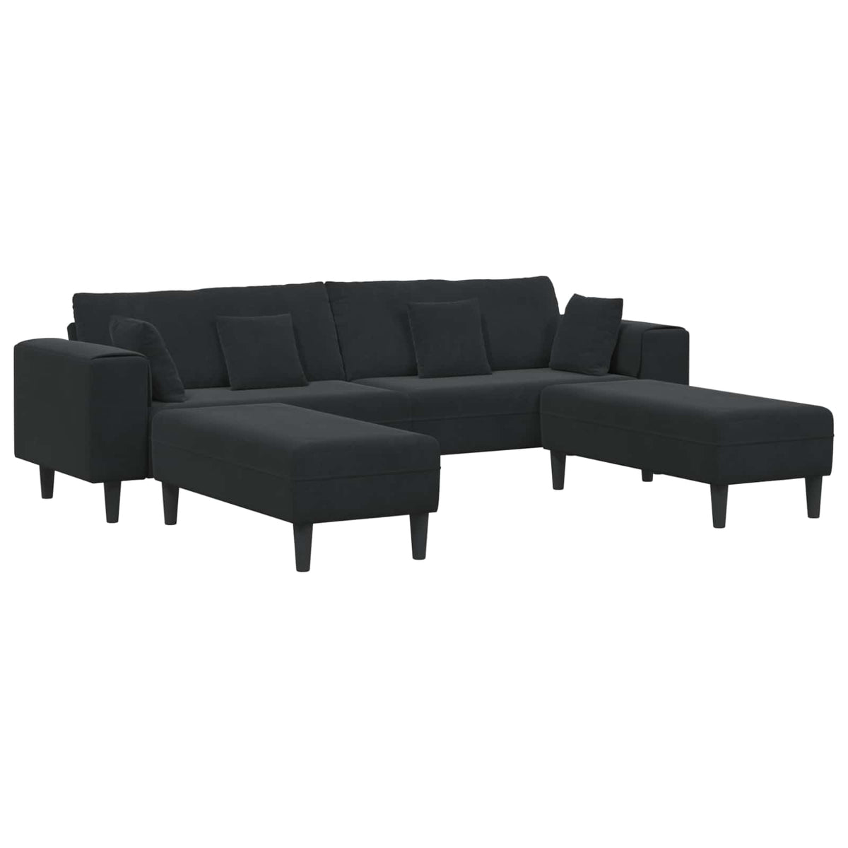 Sofa 3 pcs Black 250 x 188 x 76 cm Velvet