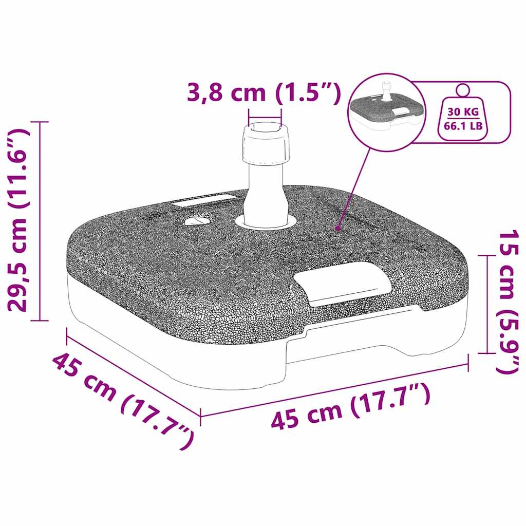 Parasol Base Black 45 x 45 x 29,5 cm High-density polyethylene