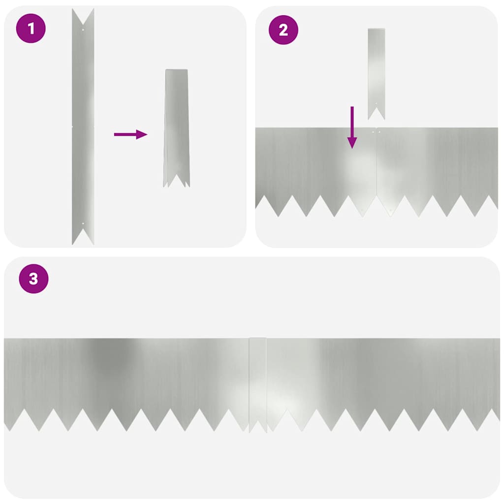 Lawn Edging 50 pcs Silver 100 x 0.05 x 20 cm Galvanised Steel