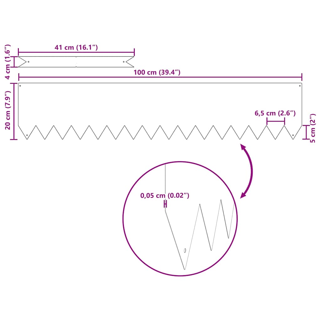Lawn Edging 50 pcs Silver 100 x 0.05 x 20 cm Galvanised Steel