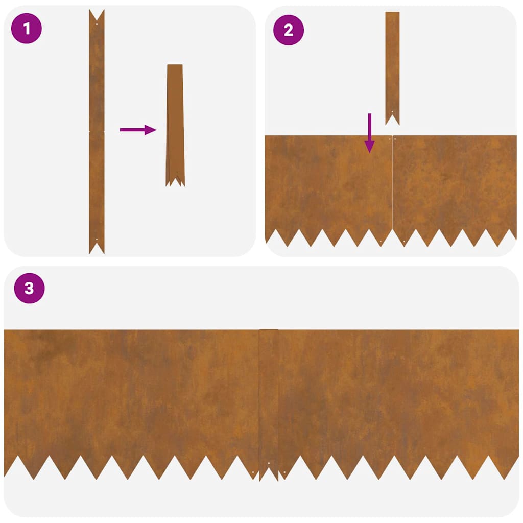 Lawn Edging 30 pcs Brown 100 x 0.05 x 20 cm Weathering Steel