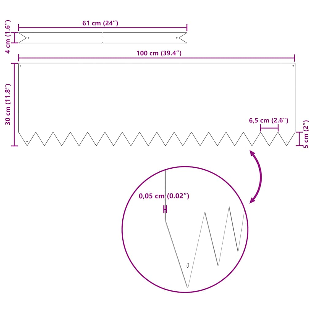 Lawn Edging 50 pcs Silver 100 x 0.05 x 20 cm Galvanised Steel