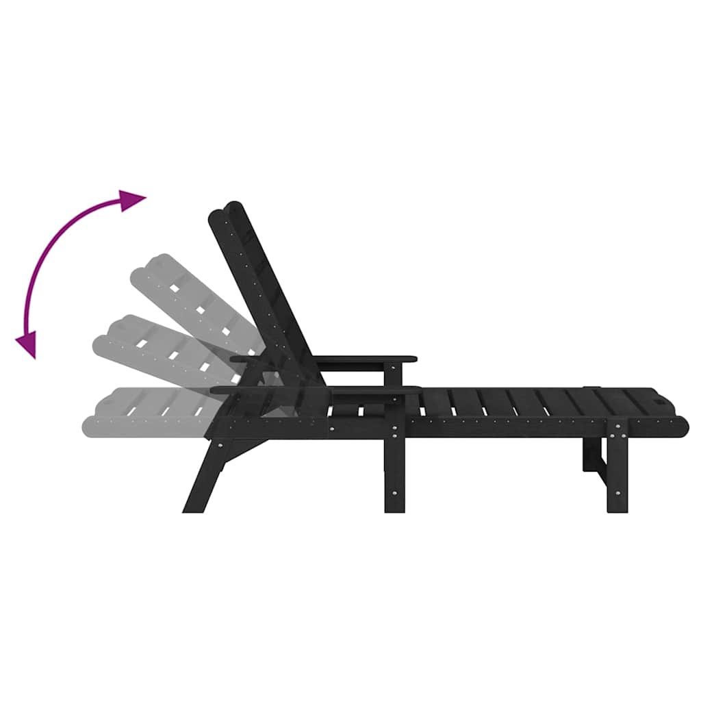Sun Lounger 2 pcs Black 195.5 x 53 x 98.5 cm Polyethylene
