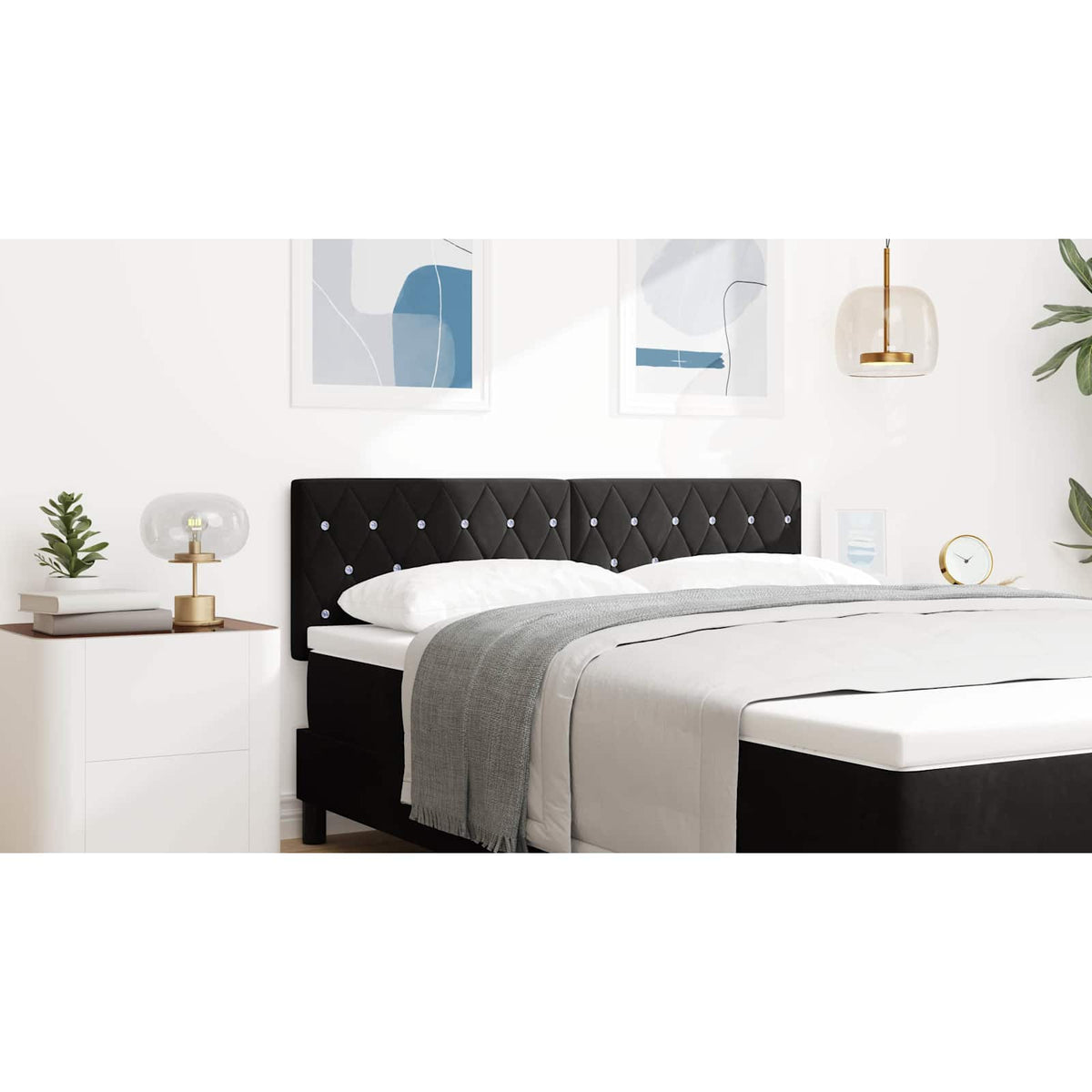 Headboard Black 160 cm Velvet