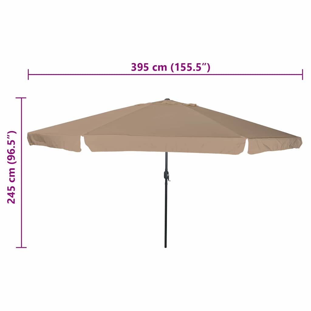 Garden Parasol Taupe 395 x 395 x 245 cm Polyester and Steel