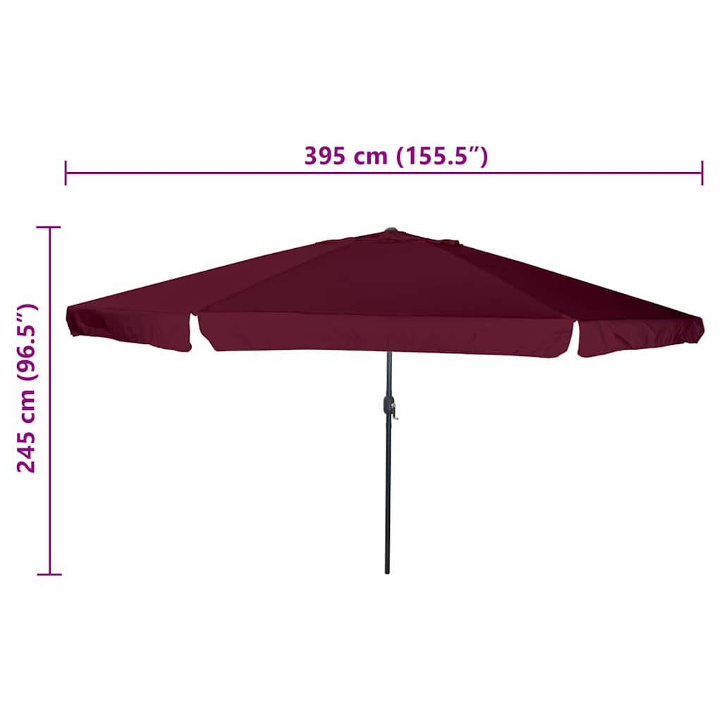 Garden Parasol Bordeaux Red 395 x 395 x 245 cm