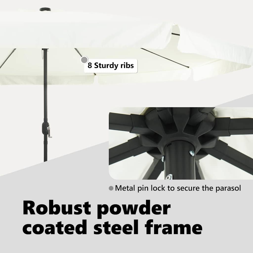 Garden Parasol Sand and Anthracite 395 x 395 x 245 cm Polyester