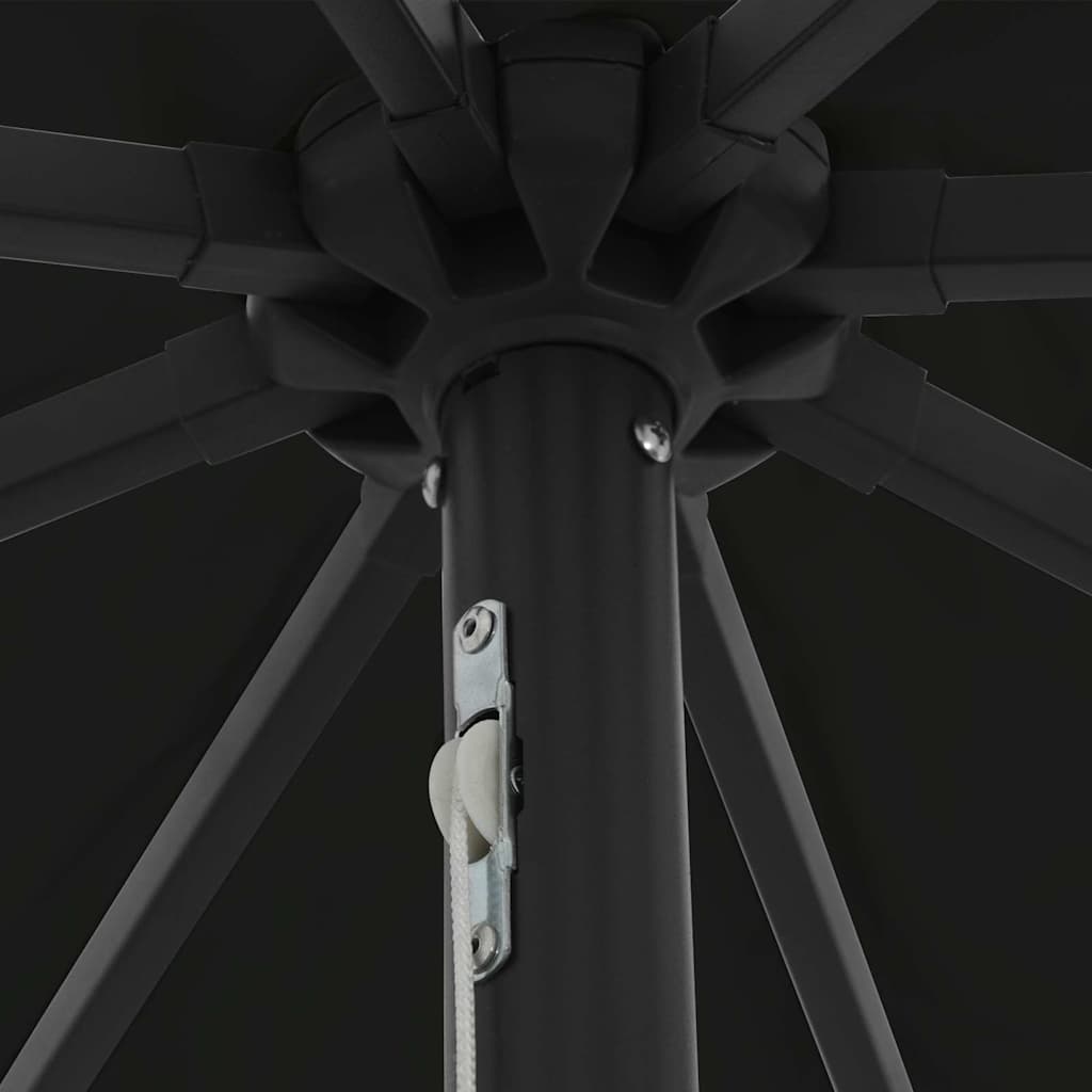 Garden Parasol Black 395 x 395 x 245 cm Polyester