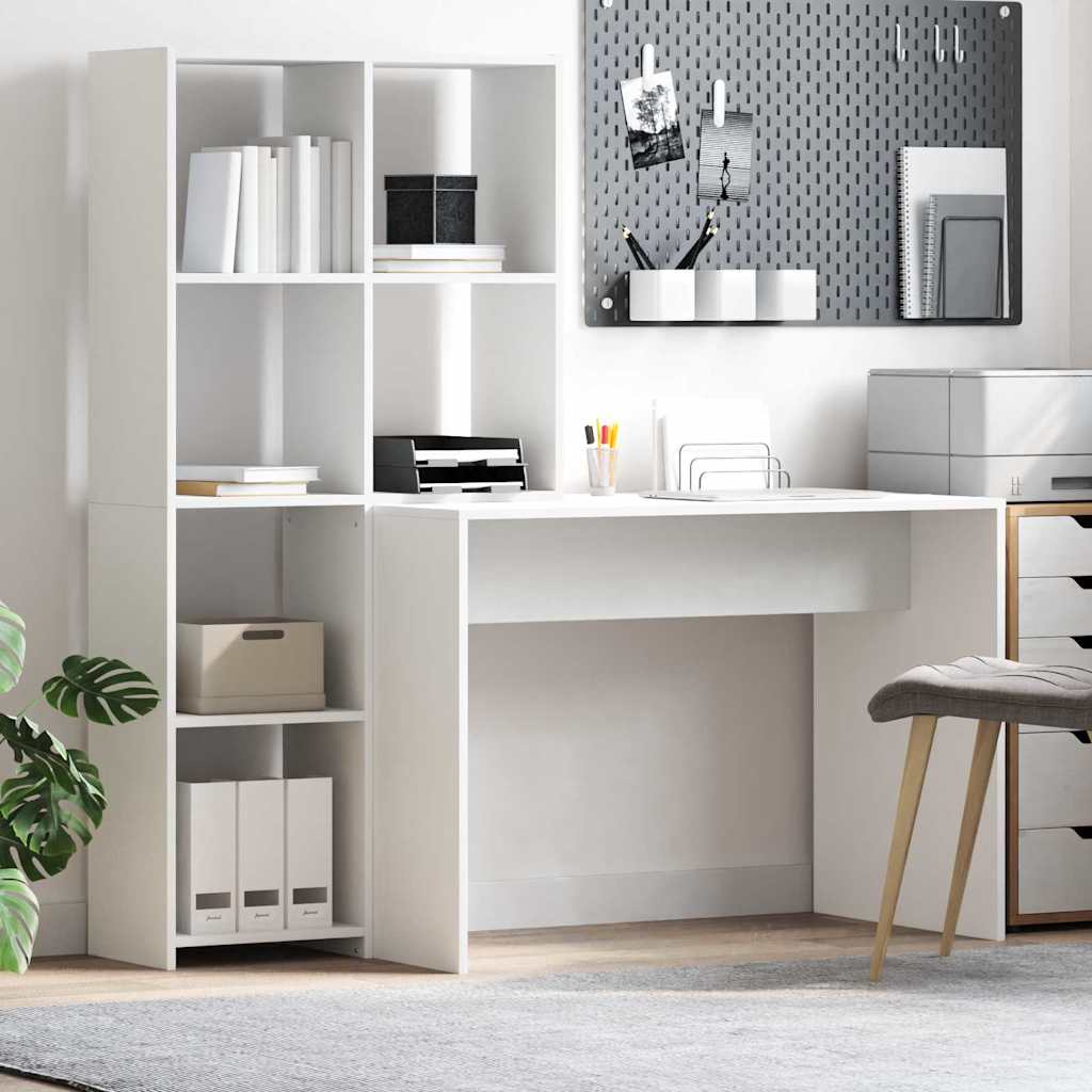 Desk with Shelf White 138,5 x 55 x 143 cm Engineered Wood