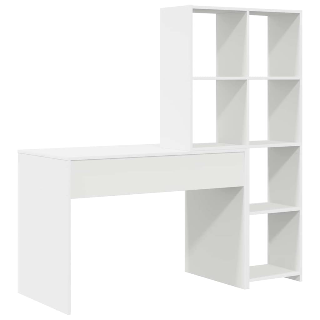 Desk with Shelf White 138,5 x 55 x 143 cm Engineered Wood