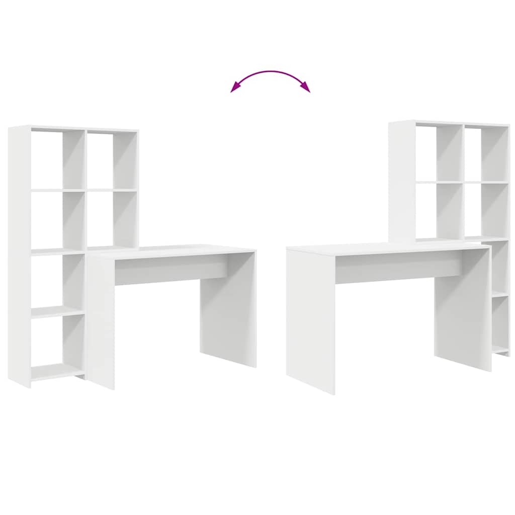 Desk with Shelf White 138,5 x 55 x 143 cm Engineered Wood