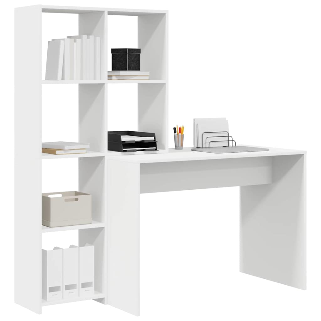 Desk with Shelf White 138,5 x 55 x 143 cm Engineered Wood