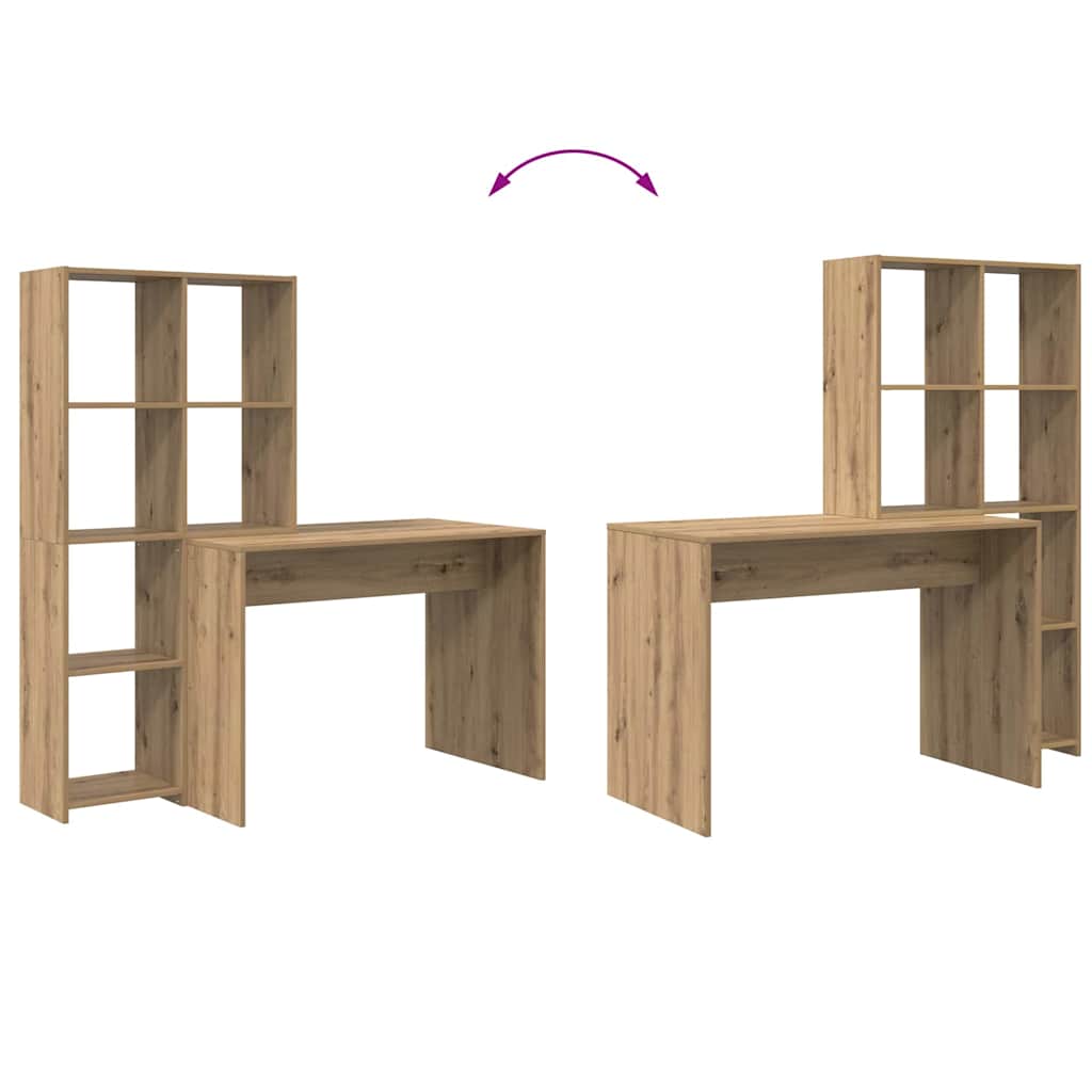 Desk with Shelf Artisan Oak 138,5 x 55 x 143 cm Engineered Wood