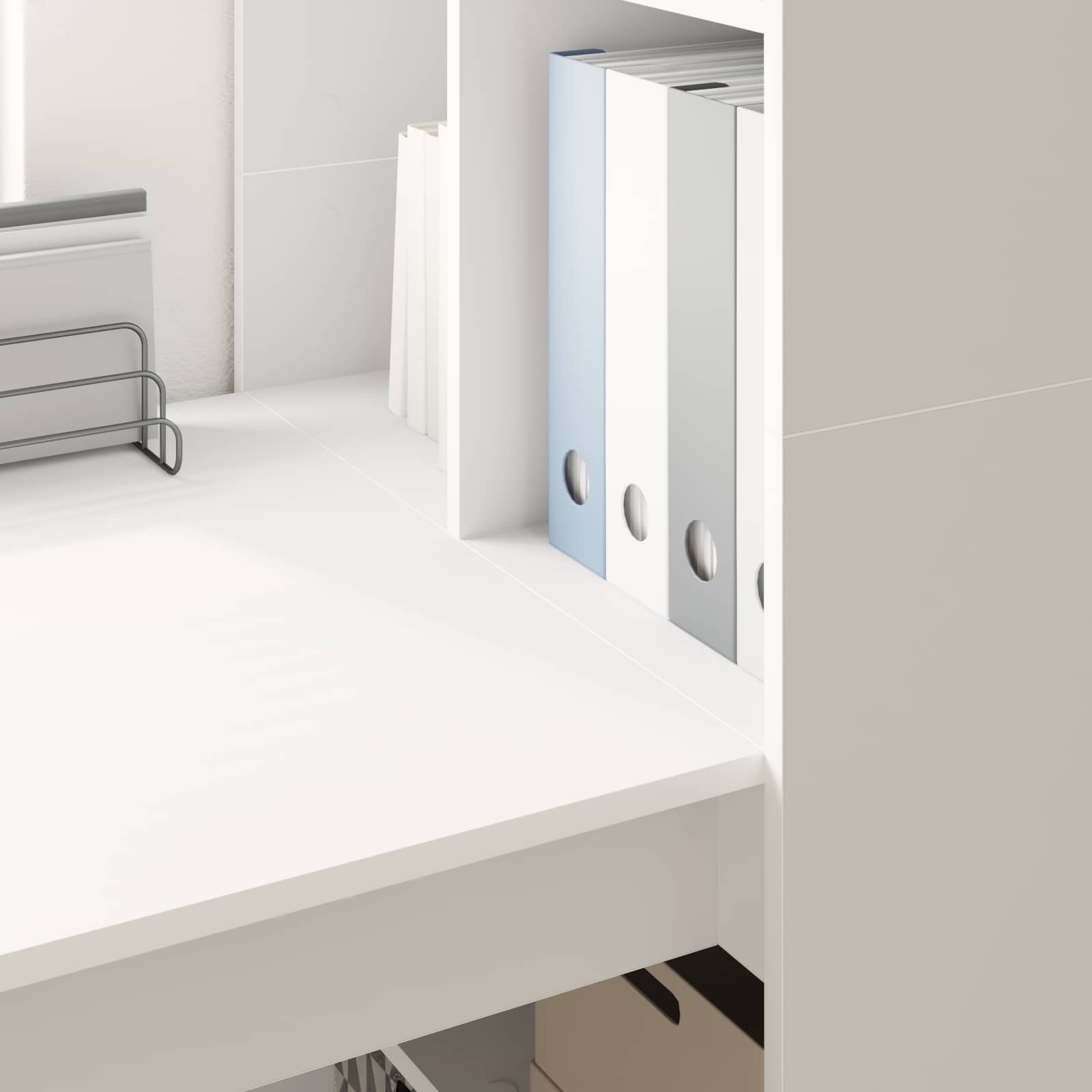 Desk with Shelf White 122 x 67 x 145 cm Engineered Wood