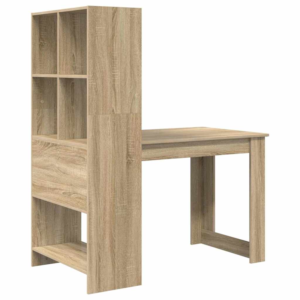 Desk with Shelf Sonoma Oak 122 x 67 x 145 cm Engineered Wood