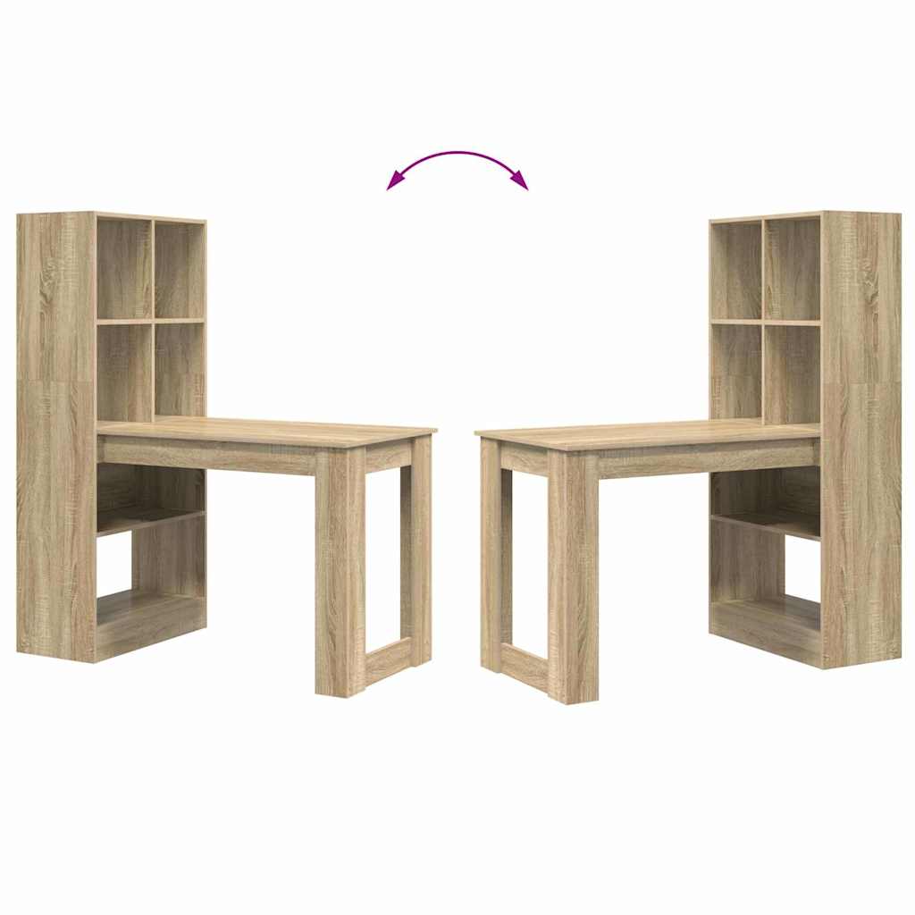 Desk with Shelf Sonoma Oak 122 x 67 x 145 cm Engineered Wood