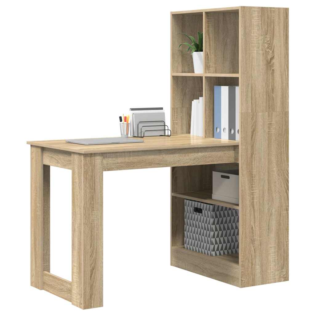 Desk with Shelf Sonoma Oak 122 x 67 x 145 cm Engineered Wood
