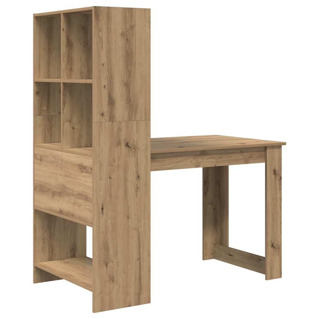Desk with Shelf Artisan Oak 122 x 67 x 145 cm Engineered Wood
