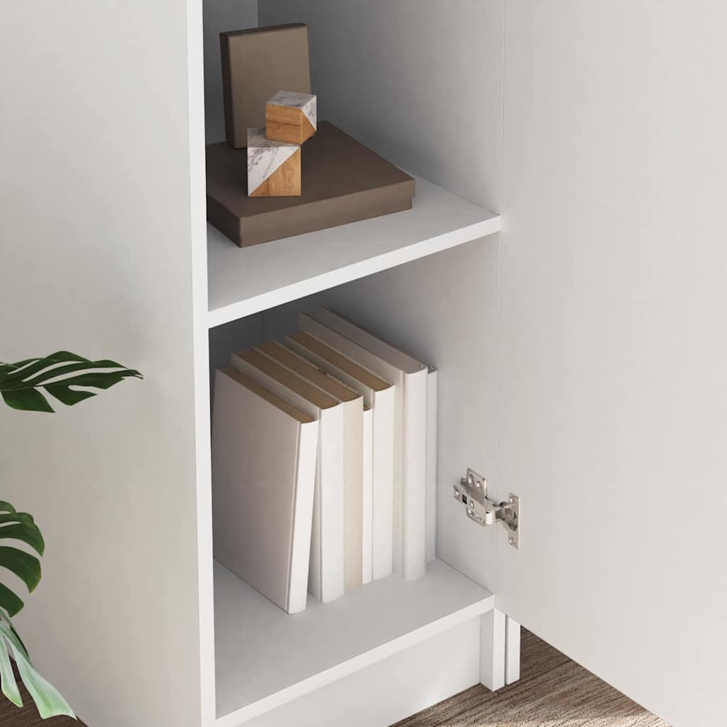 Desk with Storage with Shelf 2 pcs White Engineered wood