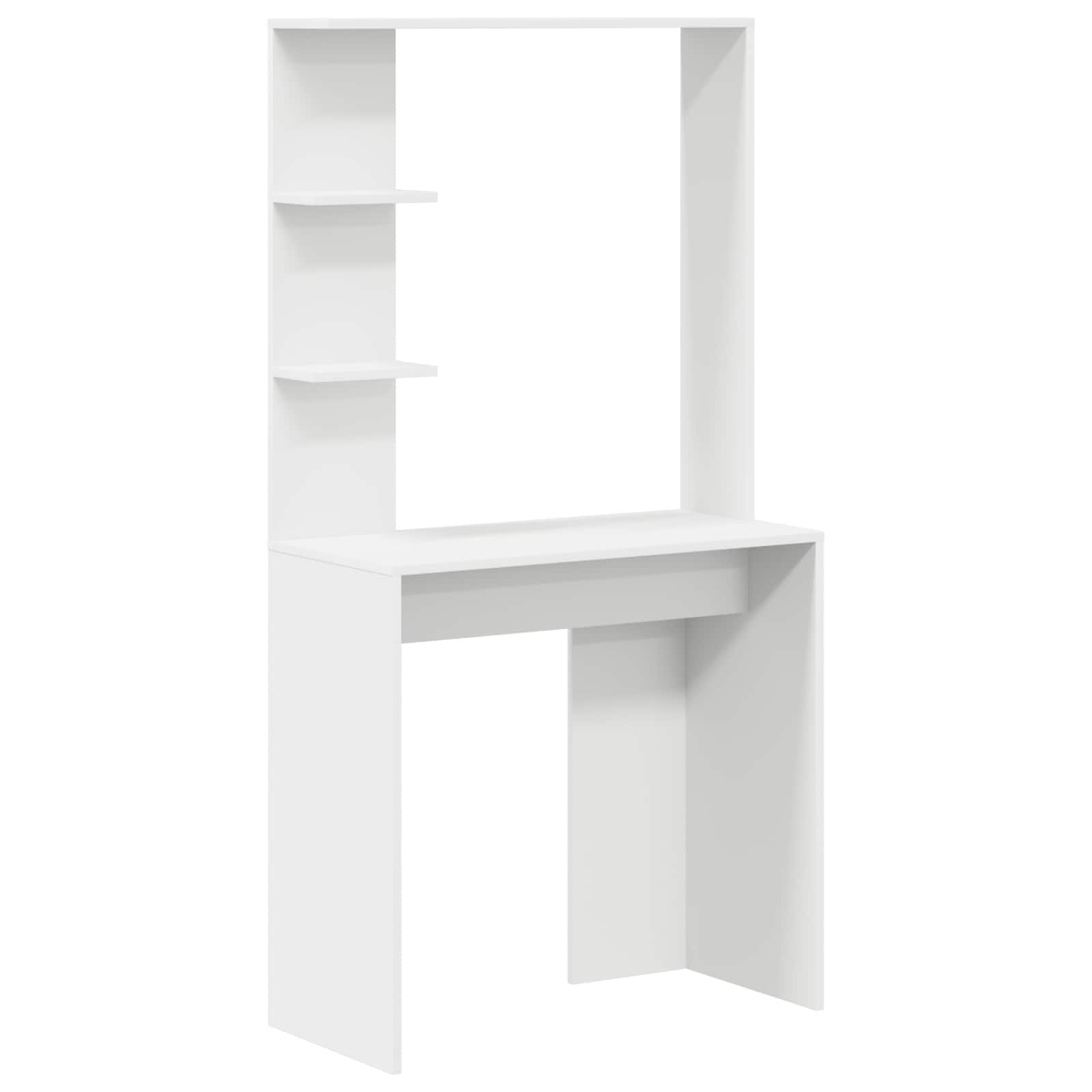 Desk with Storage with Shelf 2 pcs White Engineered wood