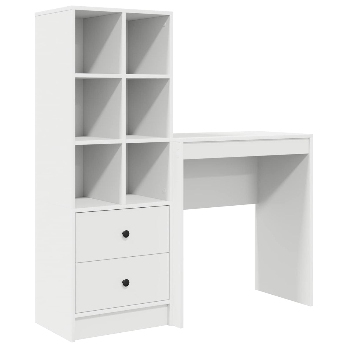 Desk with Drawer with Shelf with Storage 2 pcs White