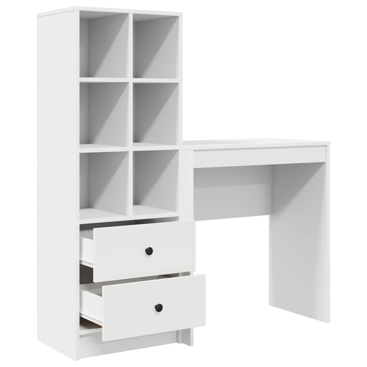 Desk with Drawer with Shelf with Storage 2 pcs White