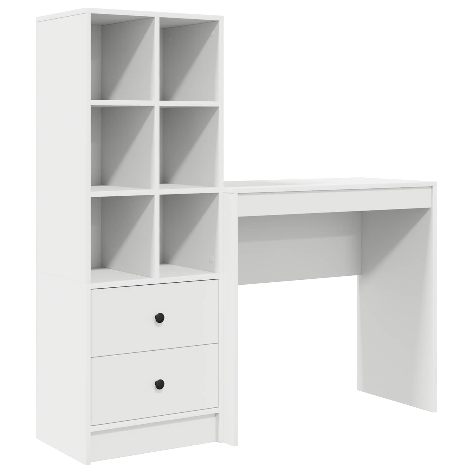 Desk with Drawer with Shelf with Storage 2 pcs White