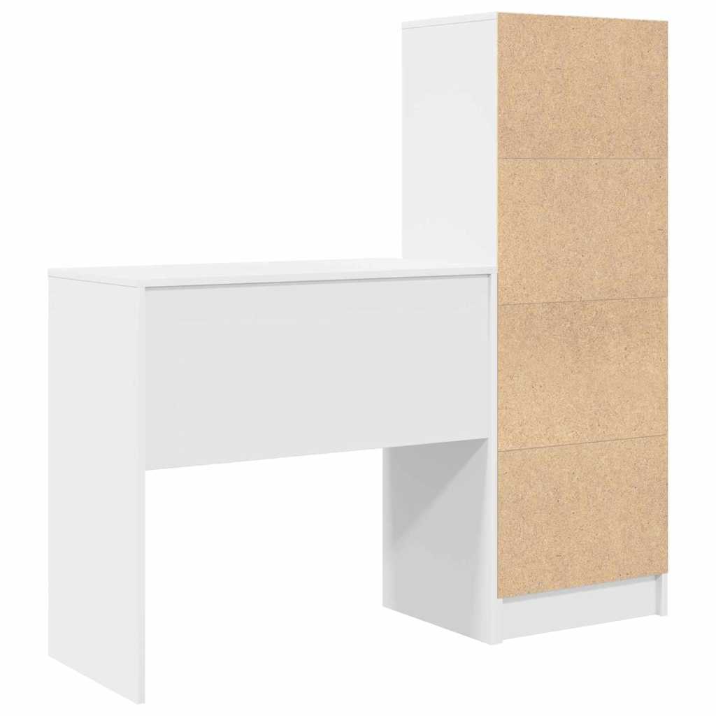 Desk with Storage with Drawer 2 pcs White Engineered wood
