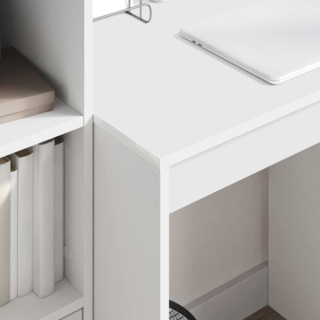 Desk with Storage with Drawer 2 pcs White Engineered wood