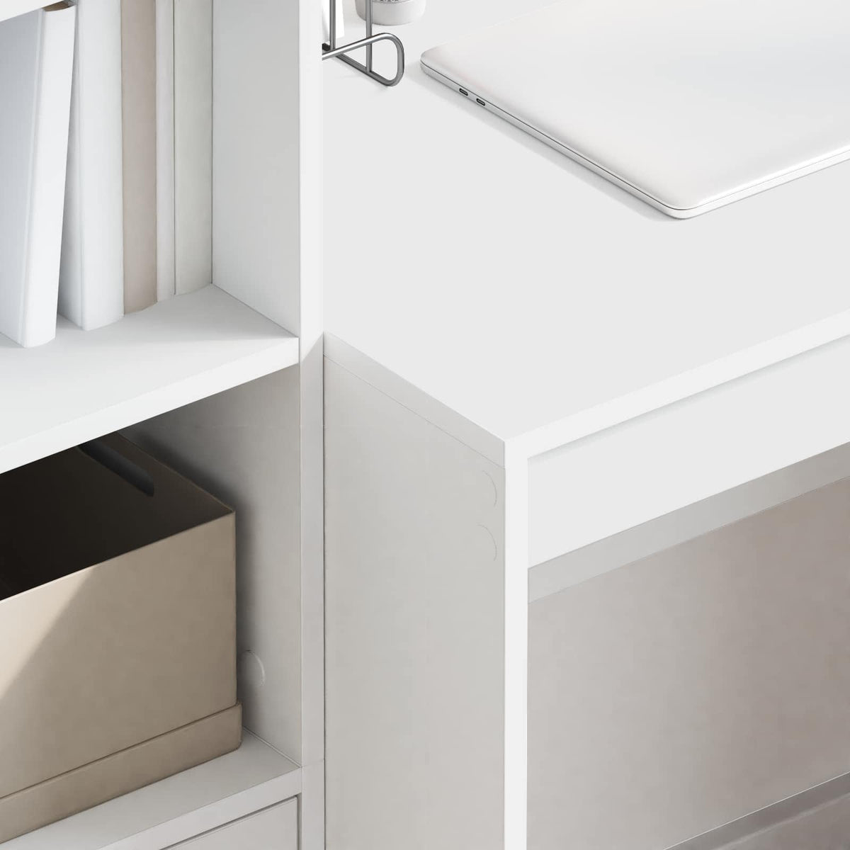 Desk with Drawer with Shelf with Storage 2 pcs White