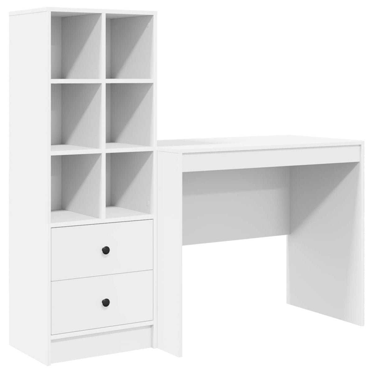 Desk with Drawer with Shelf with Storage 2 pcs White