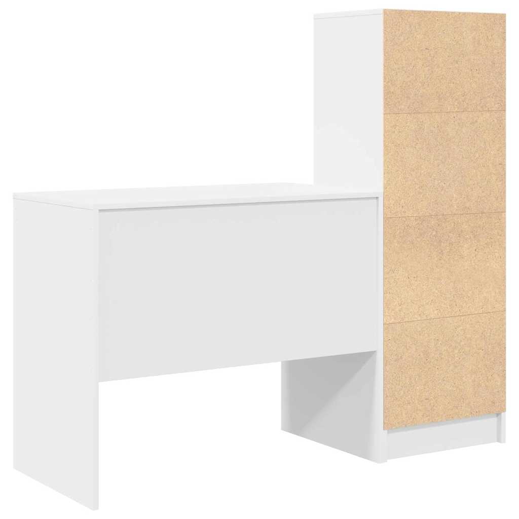 Desk with Storage with Drawer 2 pcs White Engineered wood
