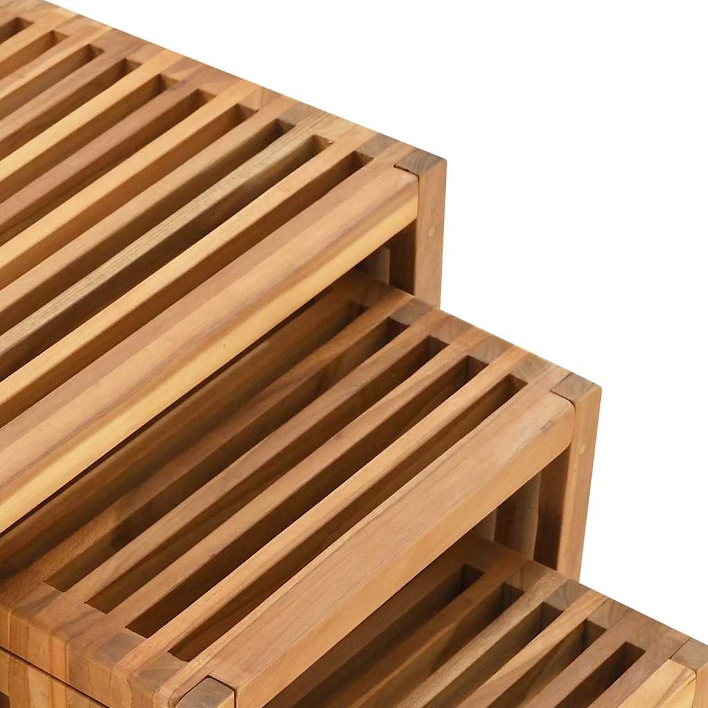 Garden Side Table 3 pcs Brown 33 x 44,5 x 51 cm Solid Teak Wood