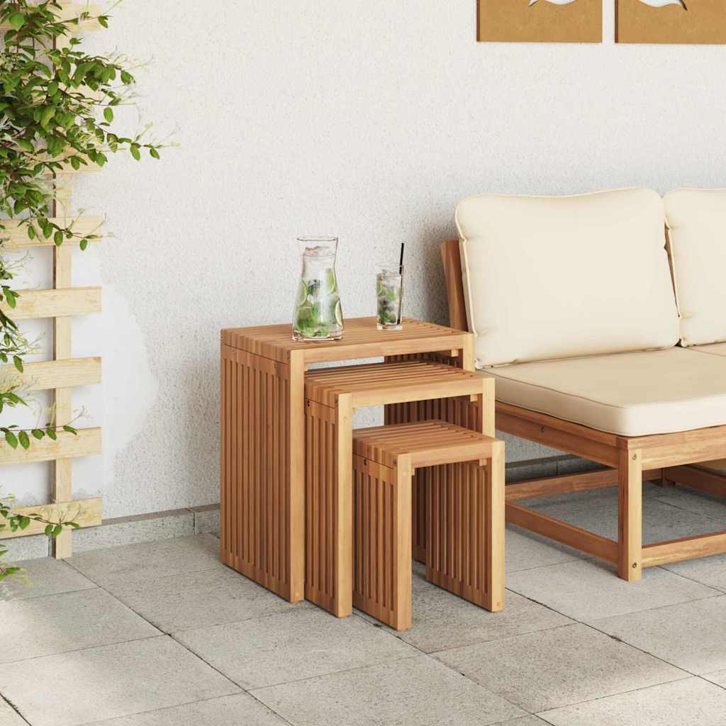 Garden Side Table 3 pcs Brown 33 x 44,5 x 51 cm Solid Teak Wood