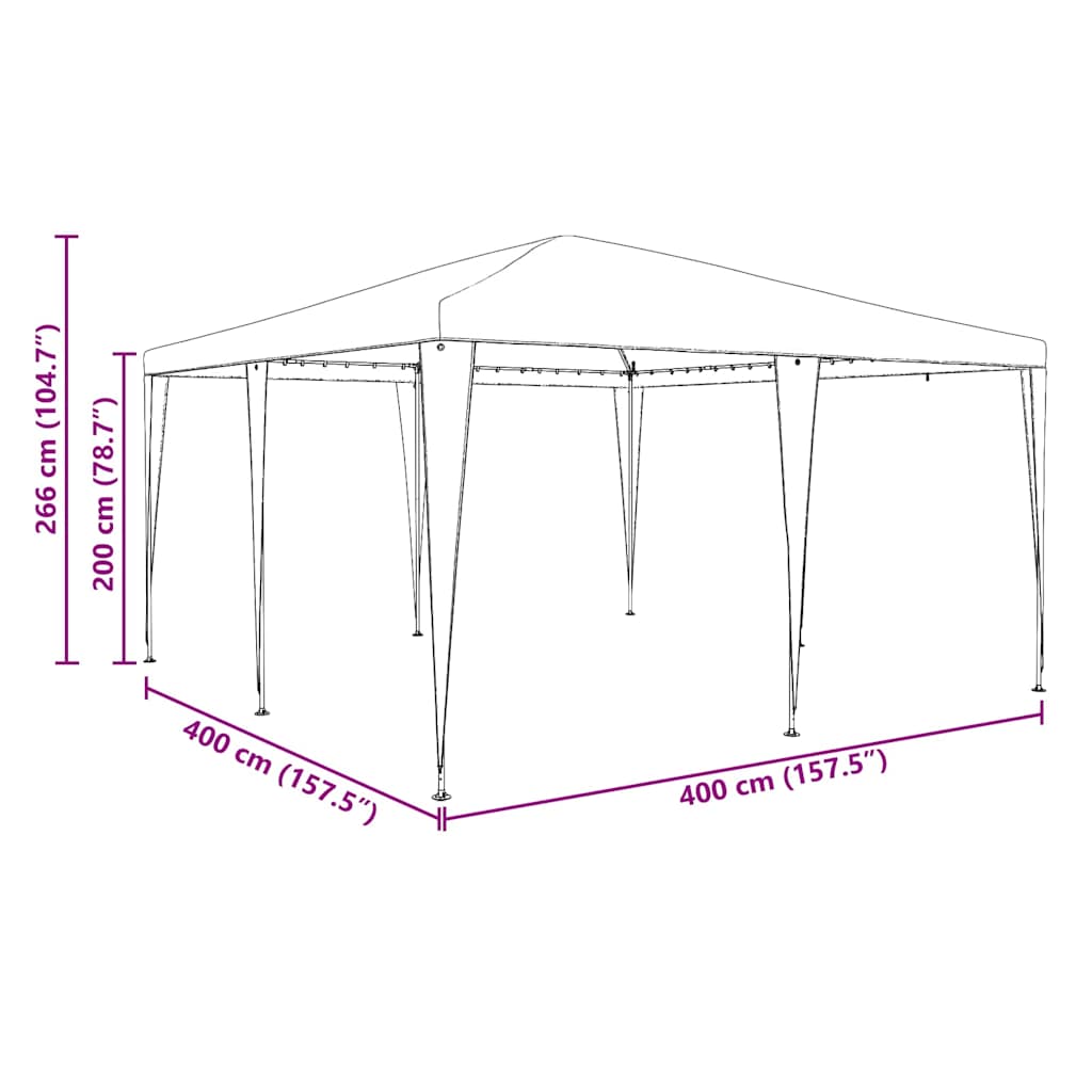Party Tent Anthracite 400 x 400 x 266 cm Polyethylene and Steel