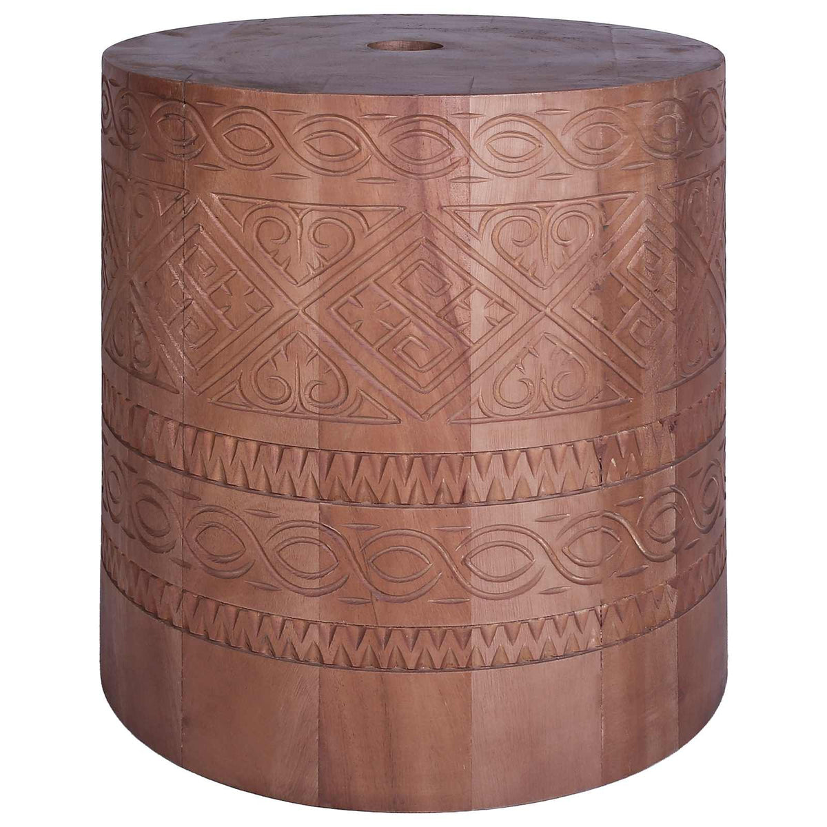 Parasol Base 28.05 kg Natural Solid Mahogany Wood Hand-carved