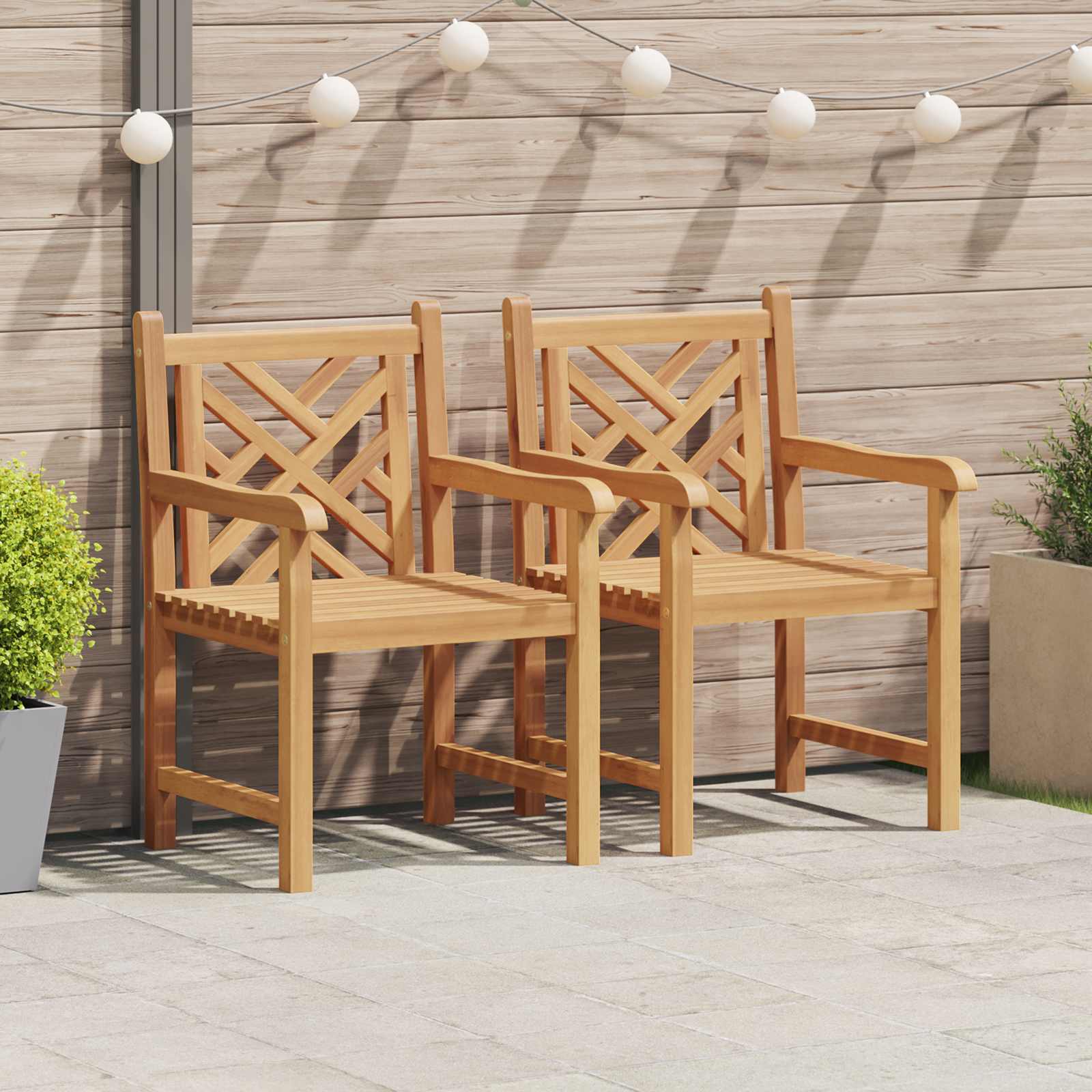 Garden Chair 2 pcs 60 x 58 x 90 cm Solid Teak Wood