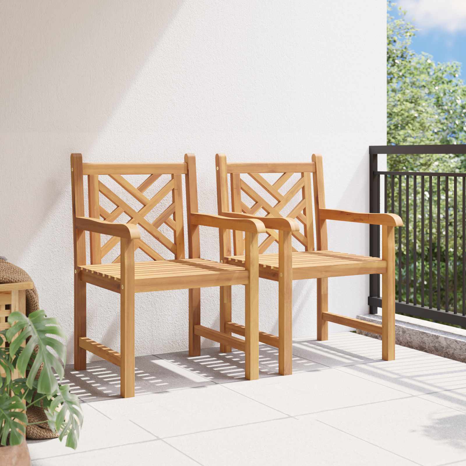 Garden Chair 2 pcs 60 x 58 x 90 cm Solid Teak Wood