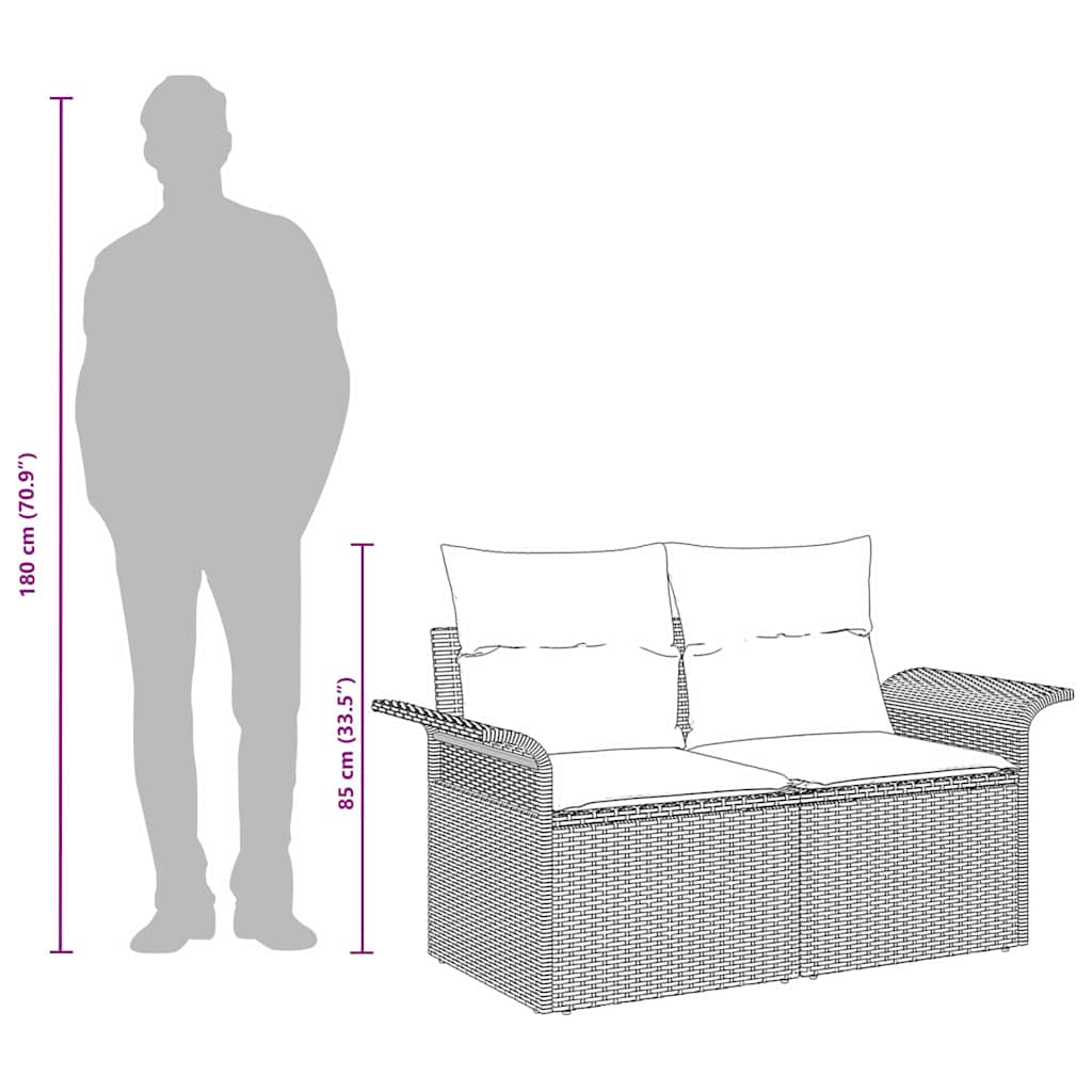 Garden Sofa with Cushion Grey 141 x 62 x 69 cm Poly Rattan