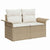 Garden Sofa with Cushion Beige 141 x 62 x 69 cm Poly Rattan