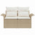 Garden Sofa with Cushion Beige 141 x 62 x 69 cm Poly Rattan