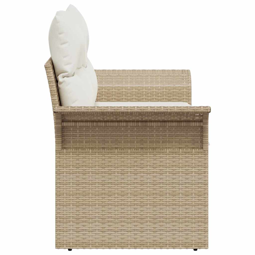 Garden Sofa with Cushion Beige 141 x 62 x 69 cm Poly Rattan