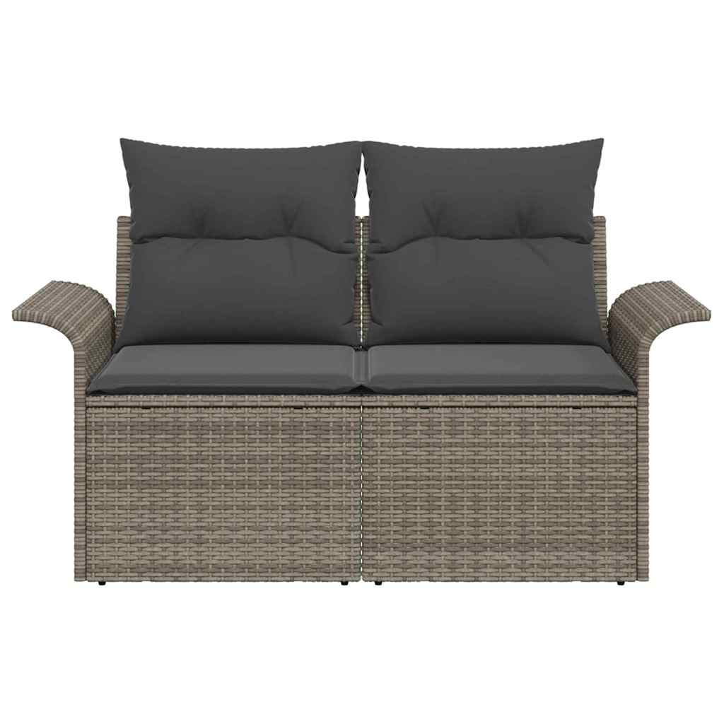 Garden Sofa with Cushion Grey 141 x 62 x 69 cm Poly Rattan