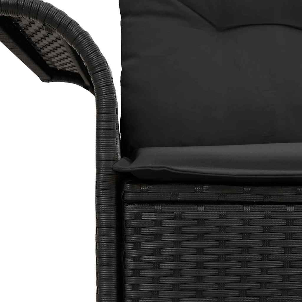 Garden Sofa with Cushion Black 141 x 62 x 69 cm Poly Rattan