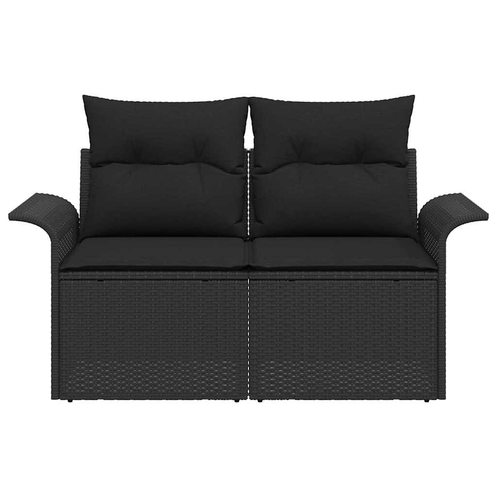 Garden Sofa with Cushion Black 141 x 62 x 69 cm Poly Rattan