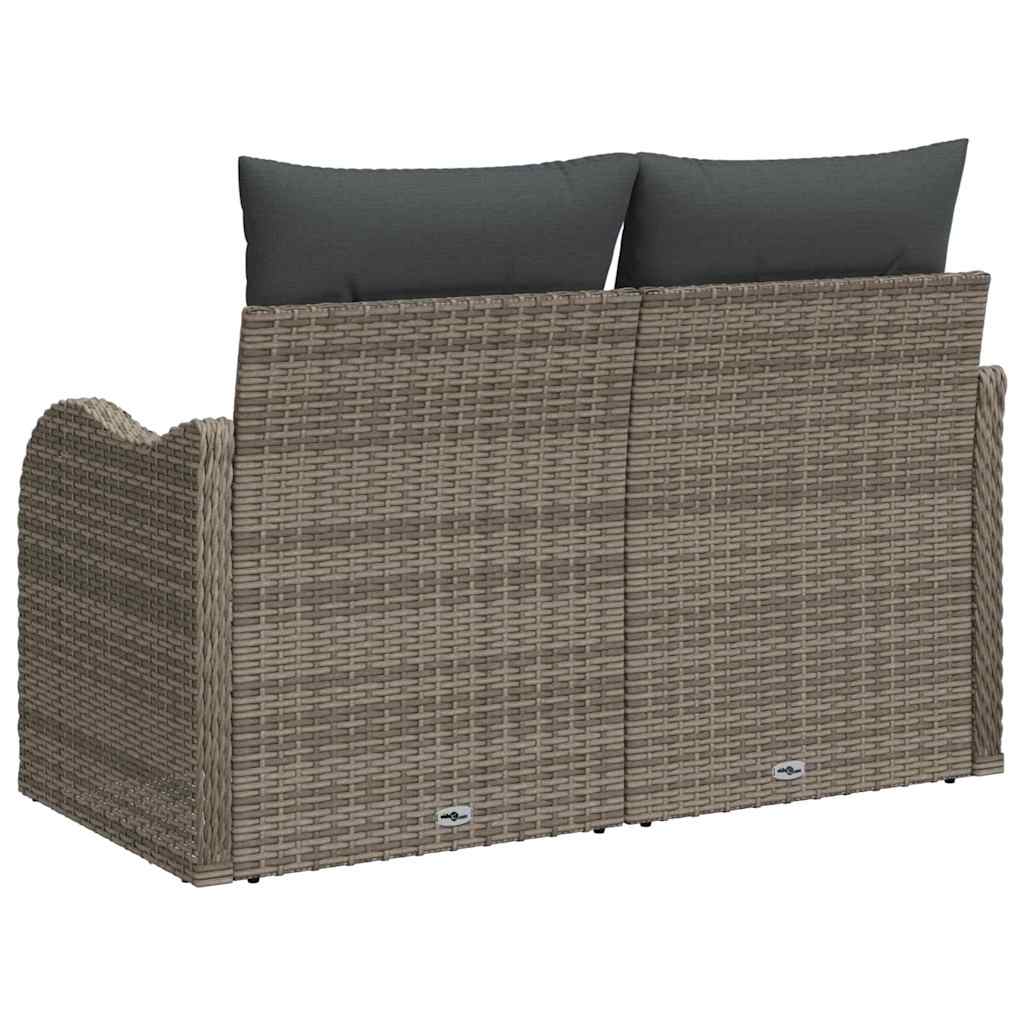 Garden Sofa with Cushion Grey 121 x 62 x 69cm Poly Rattan