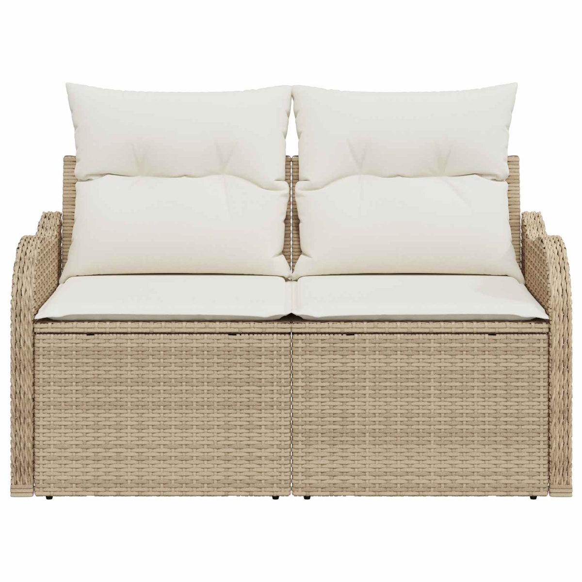 Garden Sofa with Cushion Beige 121 x 62 x 69cm Poly Rattan