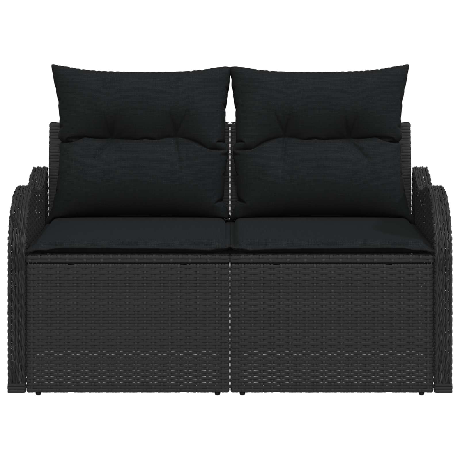 Garden Sofa with Cushion Black 121 x 62 x 69cm Poly Rattan