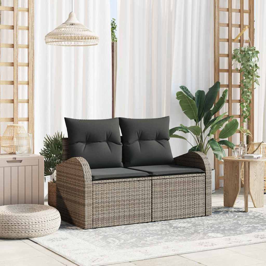 Garden Sofa Grey 124 x 62 x 69cm Poly Rattan